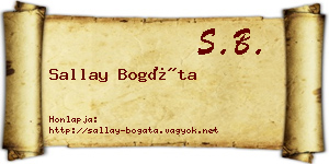 Sallay Bogáta névjegykártya